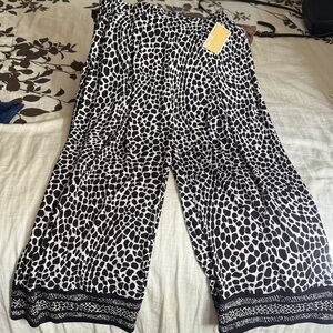 MICHAEL Michael Kors Black and White Wide Leg Pants
